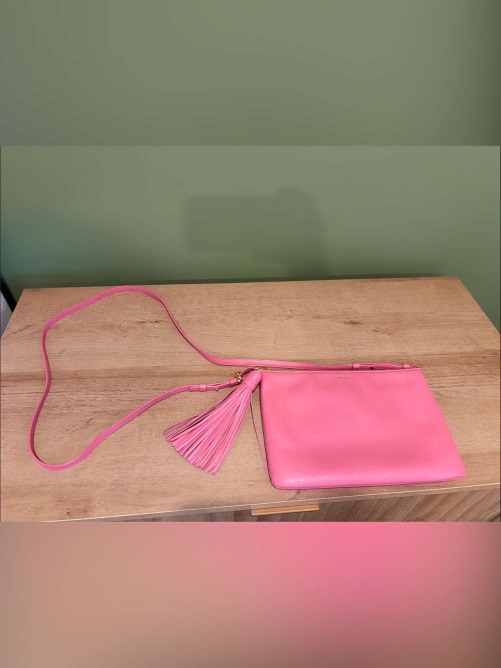 Pre-loved Saint Laurent Pink Leather Crossbody with Tassel Charm